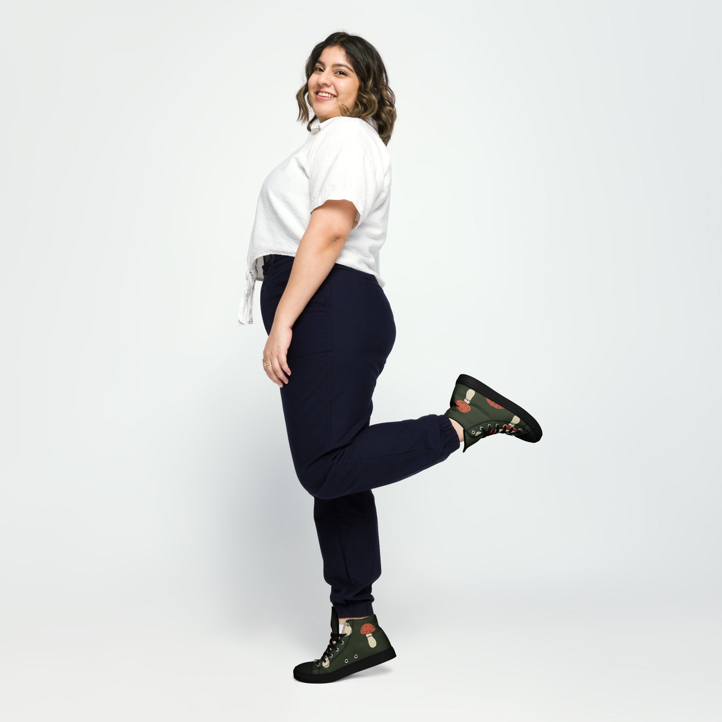 Baskets hautes en toile femme - Vert, imprimé – Légères et confortables – Minimaliste