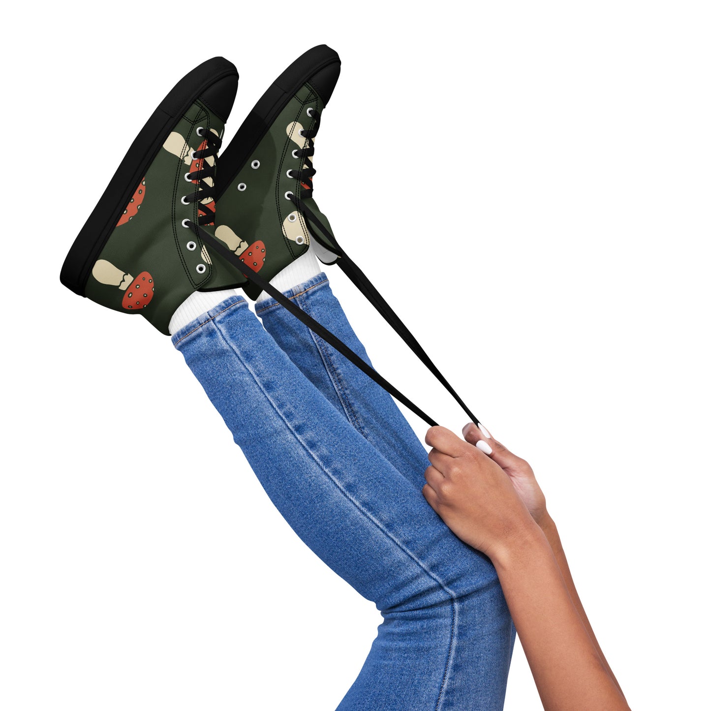 Baskets hautes en toile femme - Vert, imprimé – Légères et confortables – Minimaliste