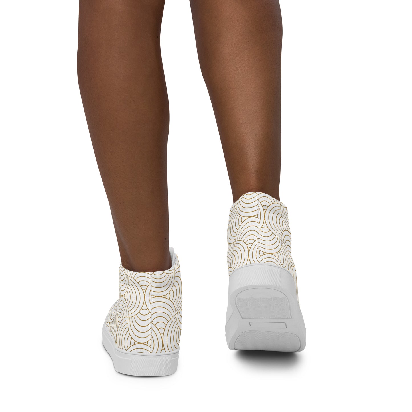 Baskets hautes en toile femme - Blanc et Or – Légères et confortables – Graphique