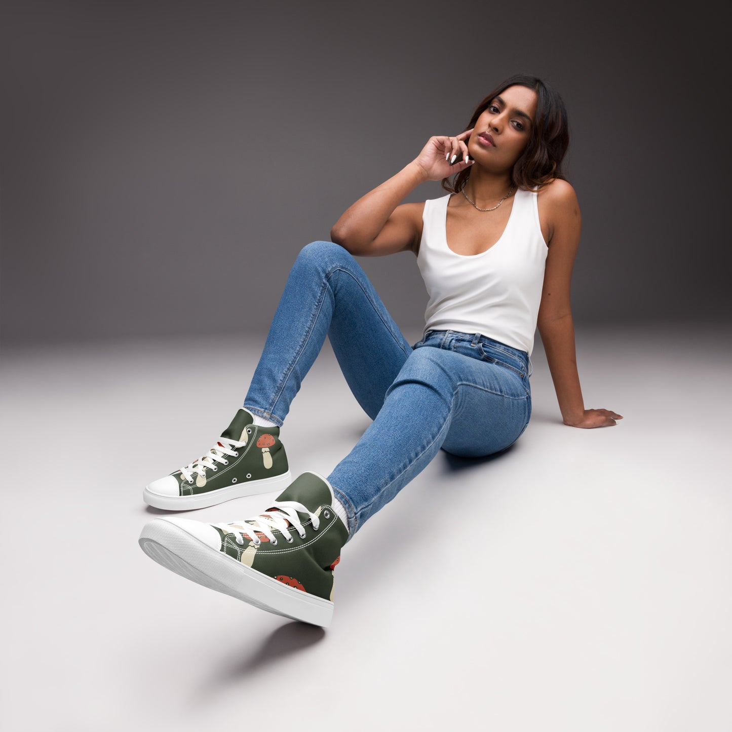 Baskets hautes en toile femme - Vert, imprimé – Légères et confortables – Minimaliste