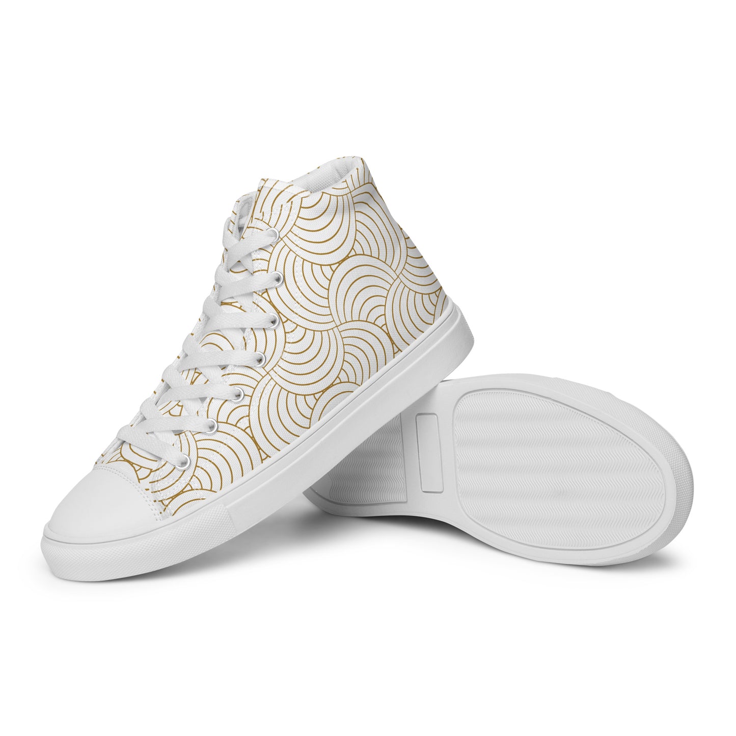 Baskets hautes en toile femme - Blanc et Or – Légères et confortables – Graphique