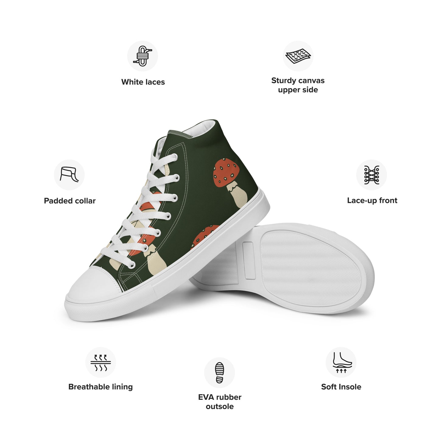 Baskets hautes en toile femme - Vert, imprimé – Légères et confortables – Minimaliste