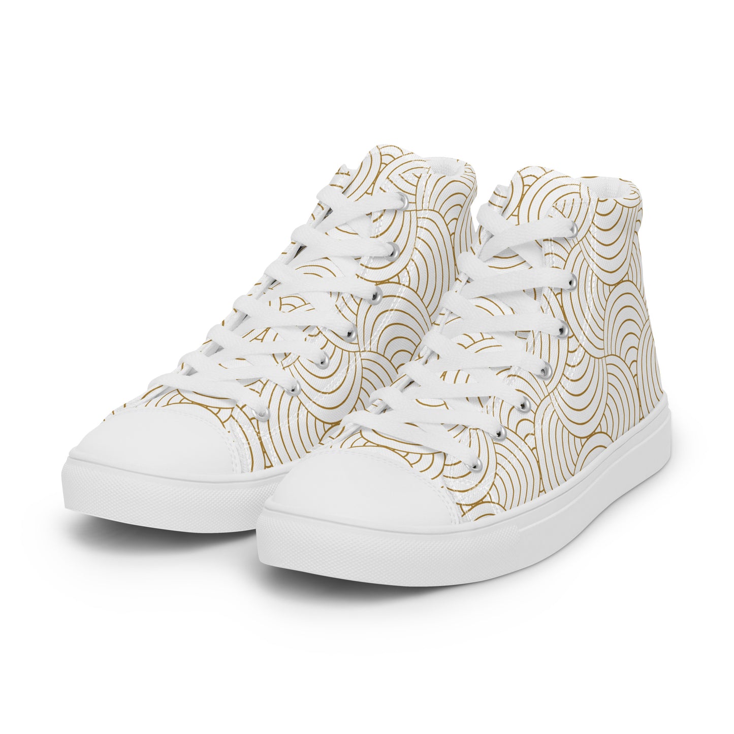 Baskets hautes en toile femme - Blanc et Or – Légères et confortables – Graphique