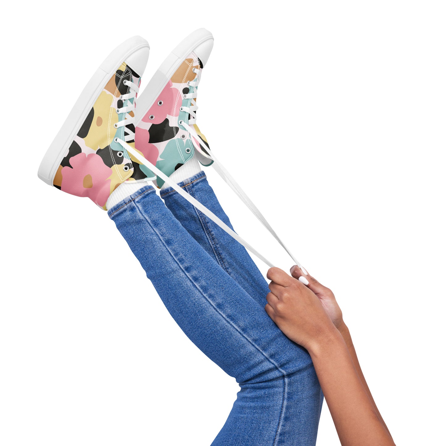 Baskets hautes en toile femme - Fleuri, Pastel – Légères et confortables – Minimaliste