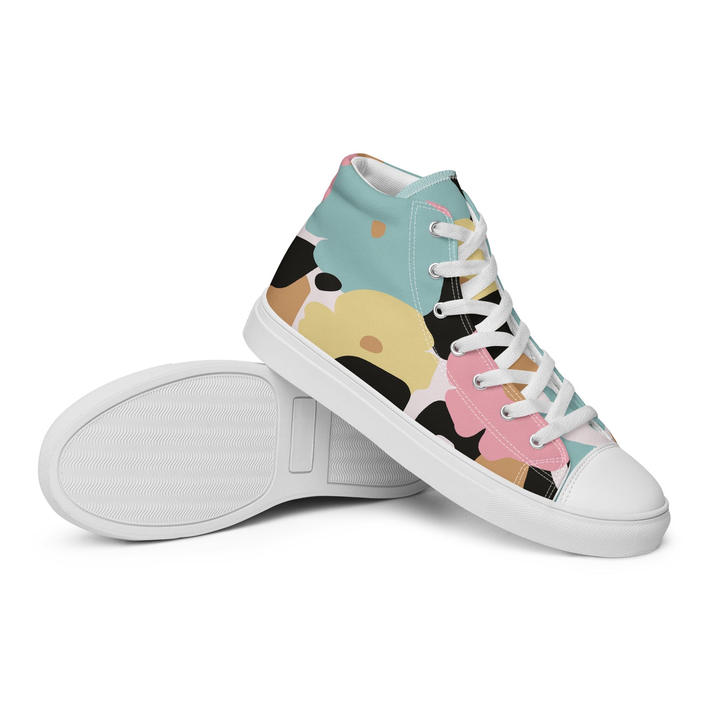 Baskets hautes en toile femme - Fleuri, Pastel – Légères et confortables – Minimaliste