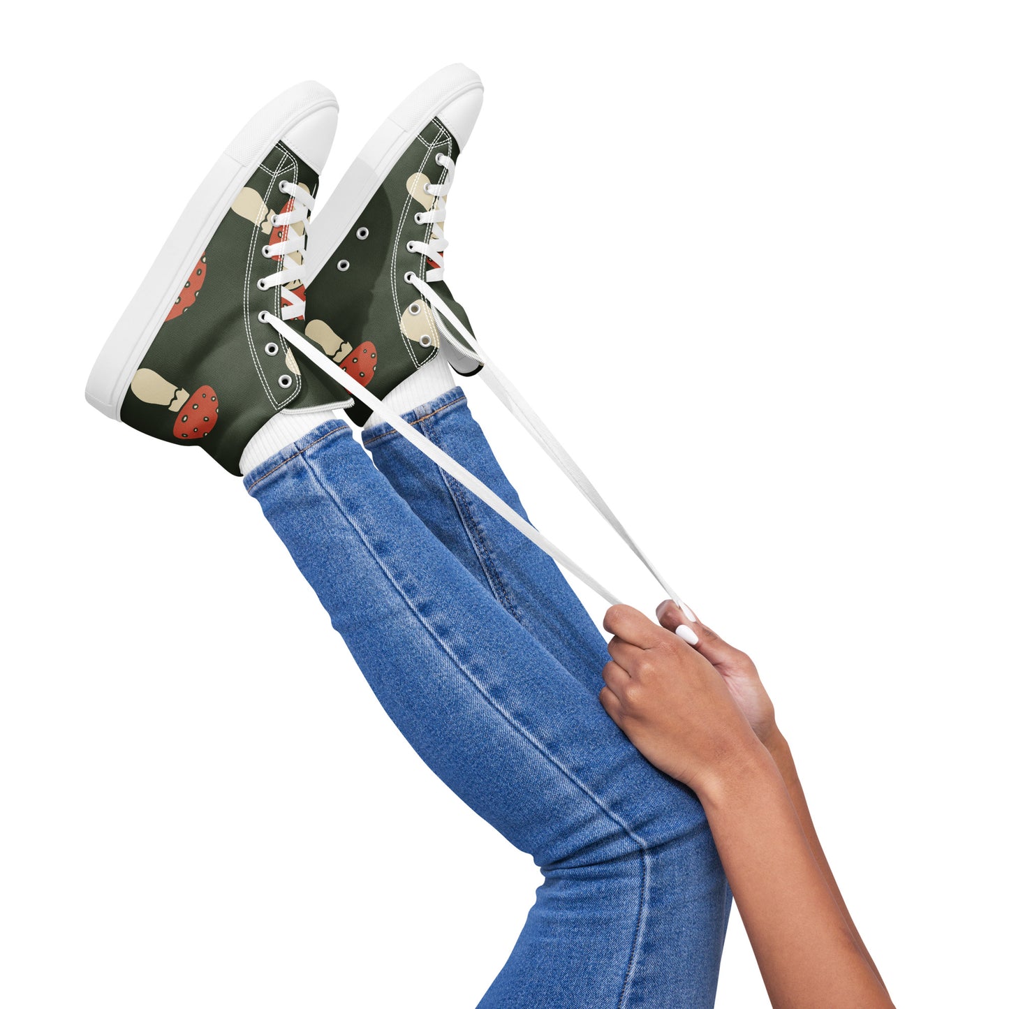 Baskets hautes en toile femme - Vert, imprimé – Légères et confortables – Minimaliste