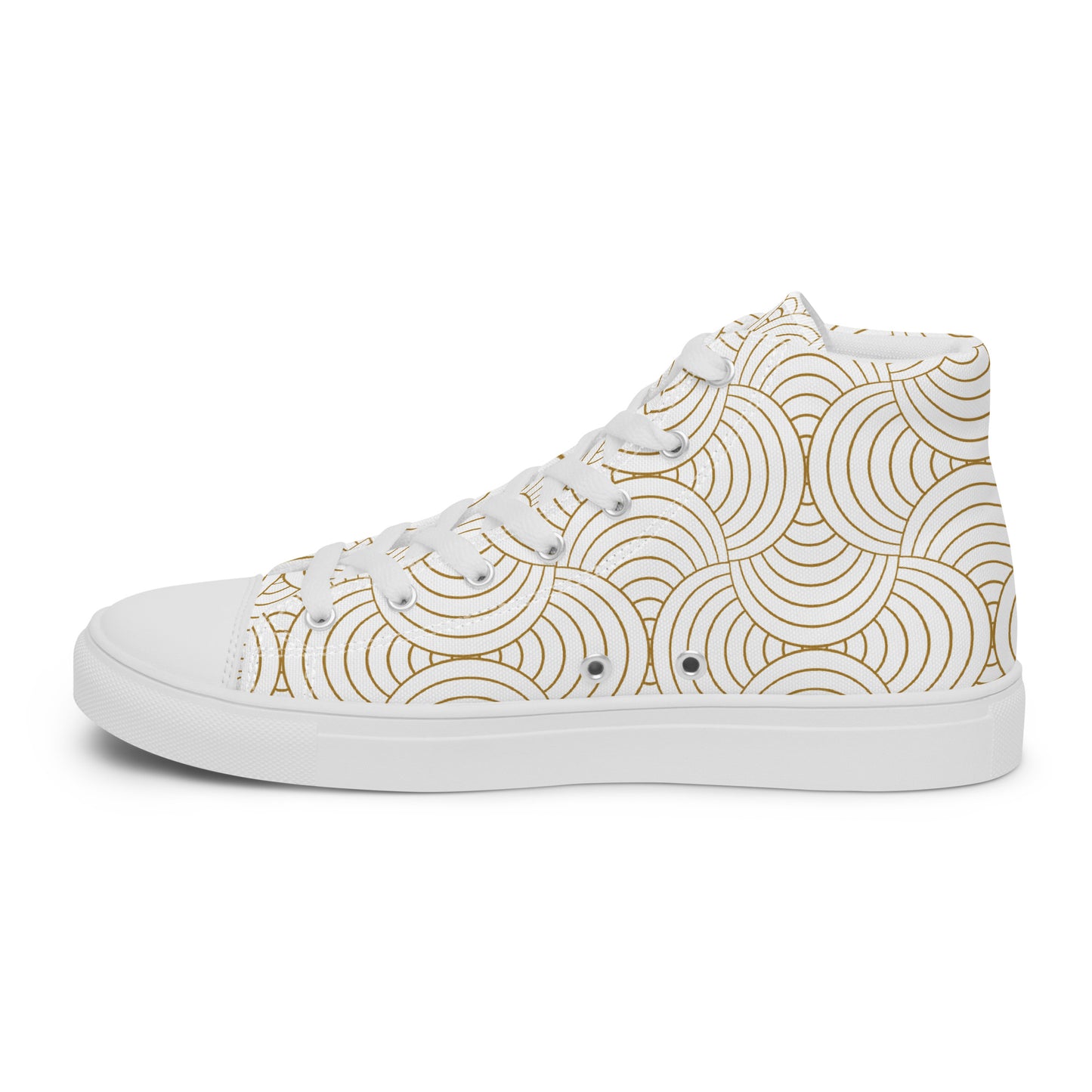 Baskets hautes en toile femme - Blanc et Or – Légères et confortables – Graphique