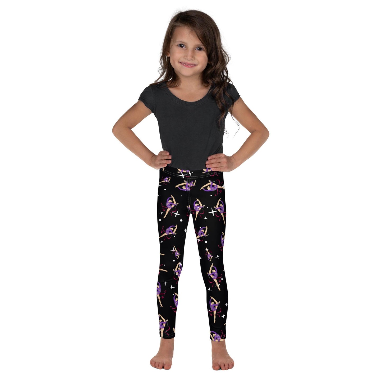 Leggings Bébé et Petite Fille  - Confortable, Doux et Extensible - quotidien, sport, urbain, école, cadeau – Design Danseuse Gymnaste