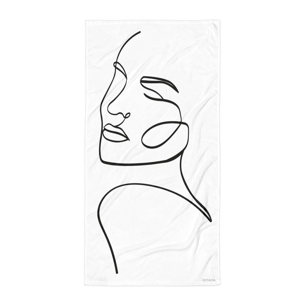 Serviette de Bain et Plage en Coton – Douce, Absorbante, Compacte - Voyage Sport Piscine surf été cadeau au Design Minimaliste, Calligraphie