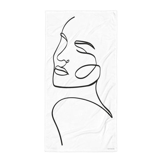 Serviette de Bain et Plage en Coton – Douce, Absorbante, Compacte - Voyage Sport Piscine surf été cadeau au Design Minimaliste, Calligraphie