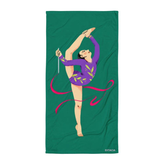 Serviette de Bain et de Plage en Coton - Douce Absorbante Compacte - Sport, Piscine surf - cadeau, anniversaire - Design Danseuse, Gymnaste
