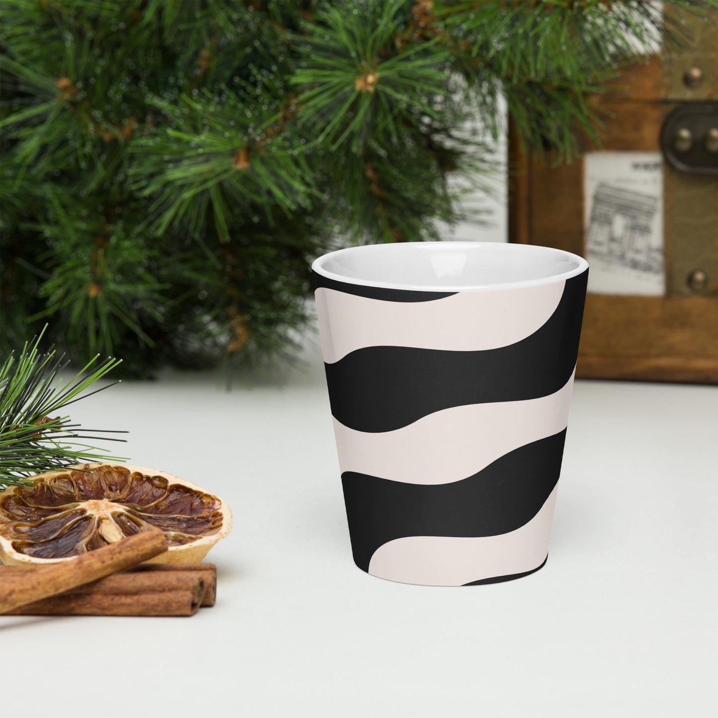 Mug à café en Céramique Blanche - Tasse 12 oz -  Élégante, Ergonomique – Bureau, Cuisine, Maison, Cadeau - Design Graphique Minimaliste