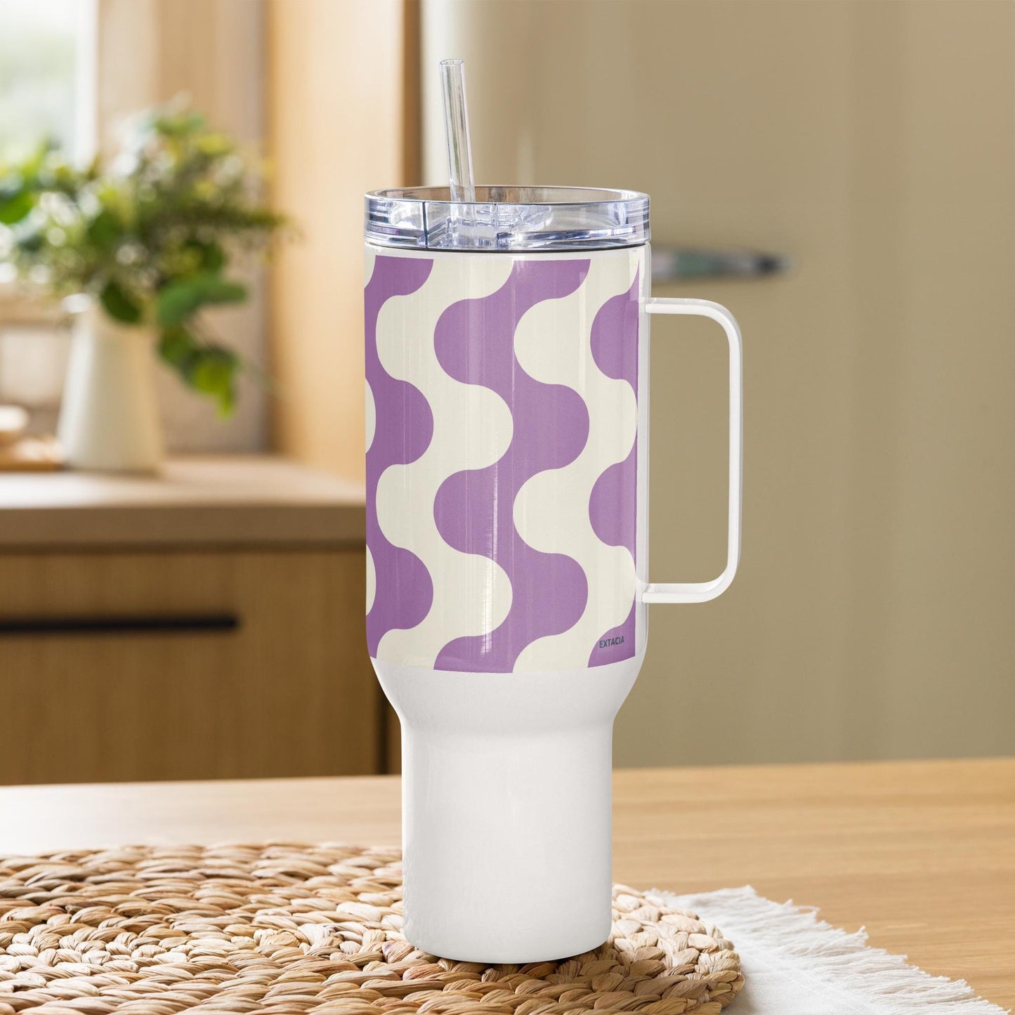 Mug Isotherme Inox - Mug de Voyage Isotherme en Acier Inoxydable avec Anse – Design Graphique - THERMOS, gobelet - Durable, Léger, Étanche