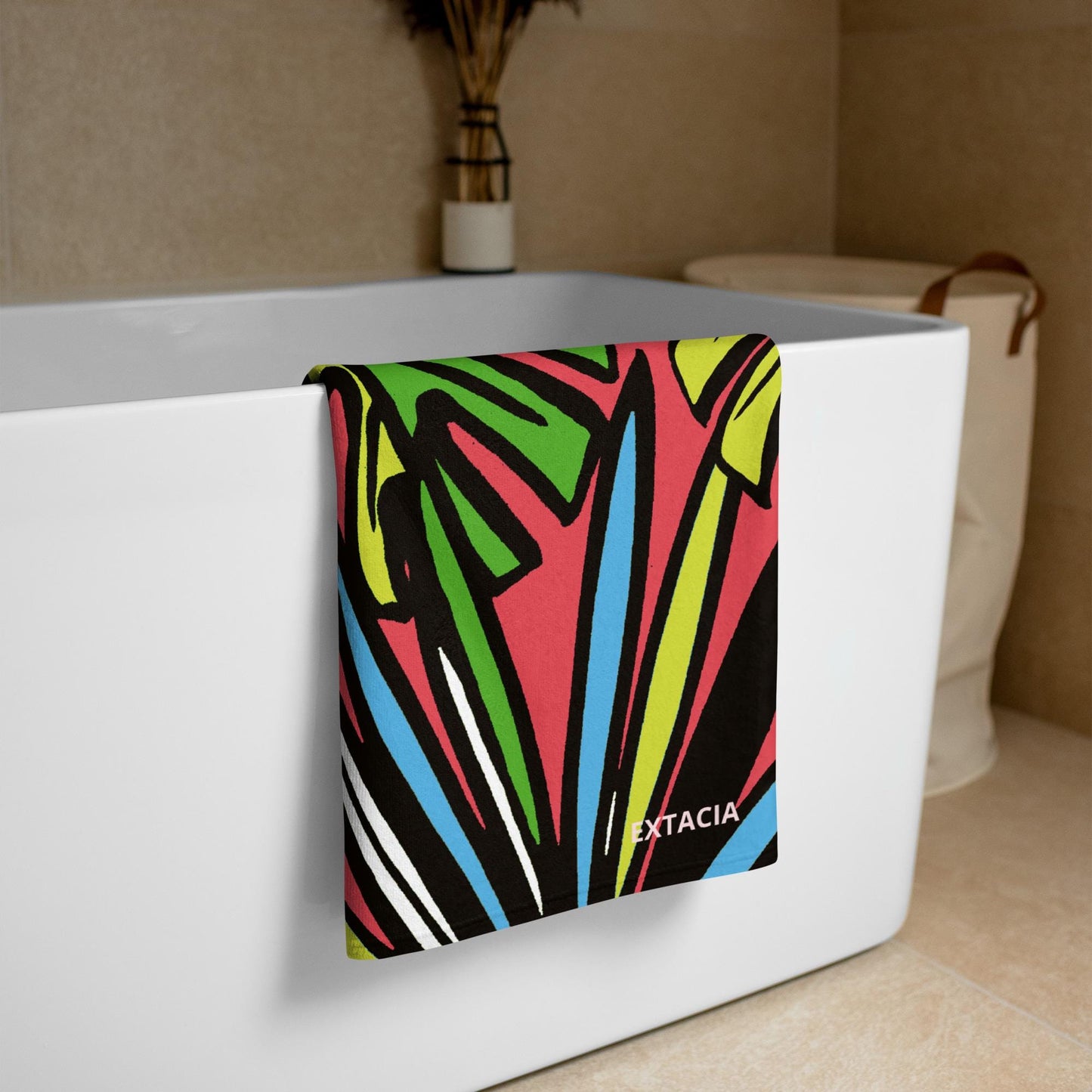 Serviette de Bain en Coton – Serviette de plage - Douce, Absorbante et Compacte - Voyage, Sport, Piscine surf - cadeau Design Nature plantes