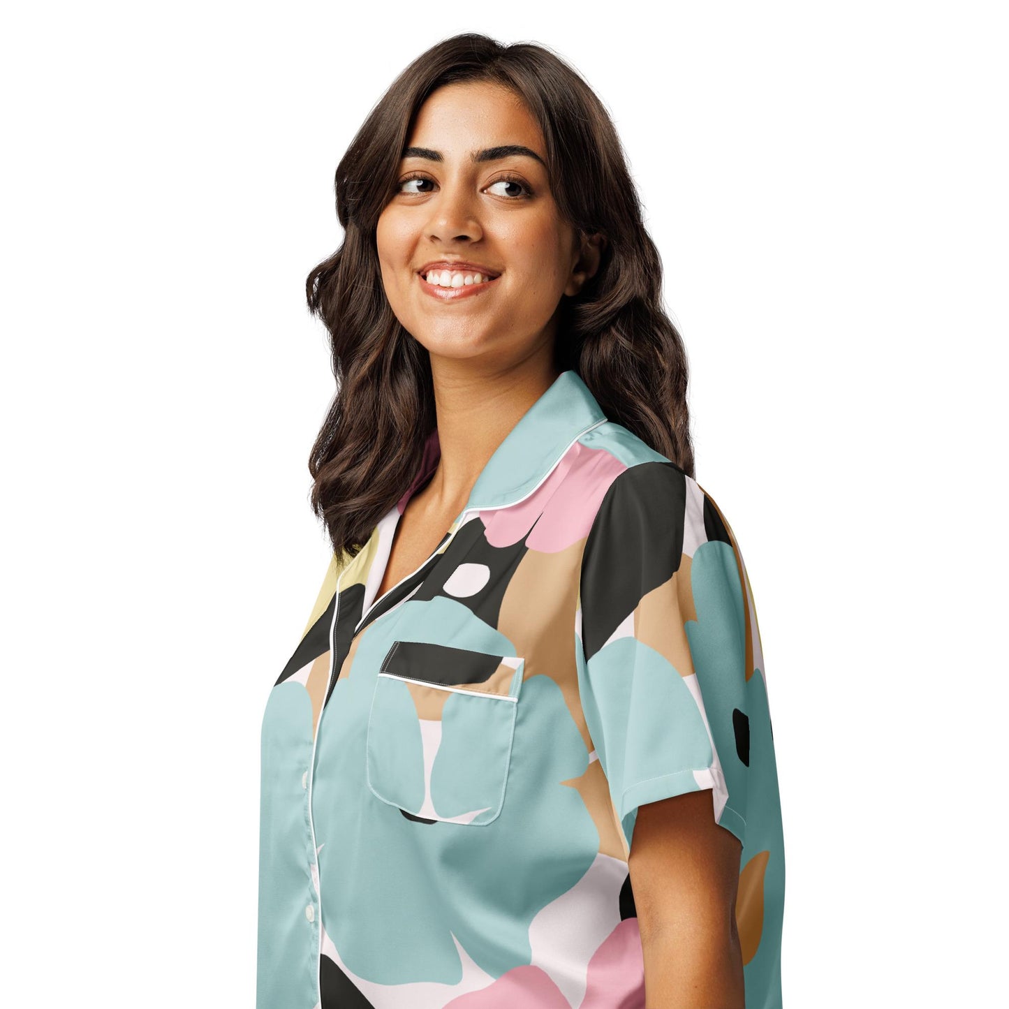 Chemisier - Haut de Pyjama à Manches Courtes pour Femme – Léger, Doux et Confortable - Élégant, cadeau d'anniversaire, fête des mères