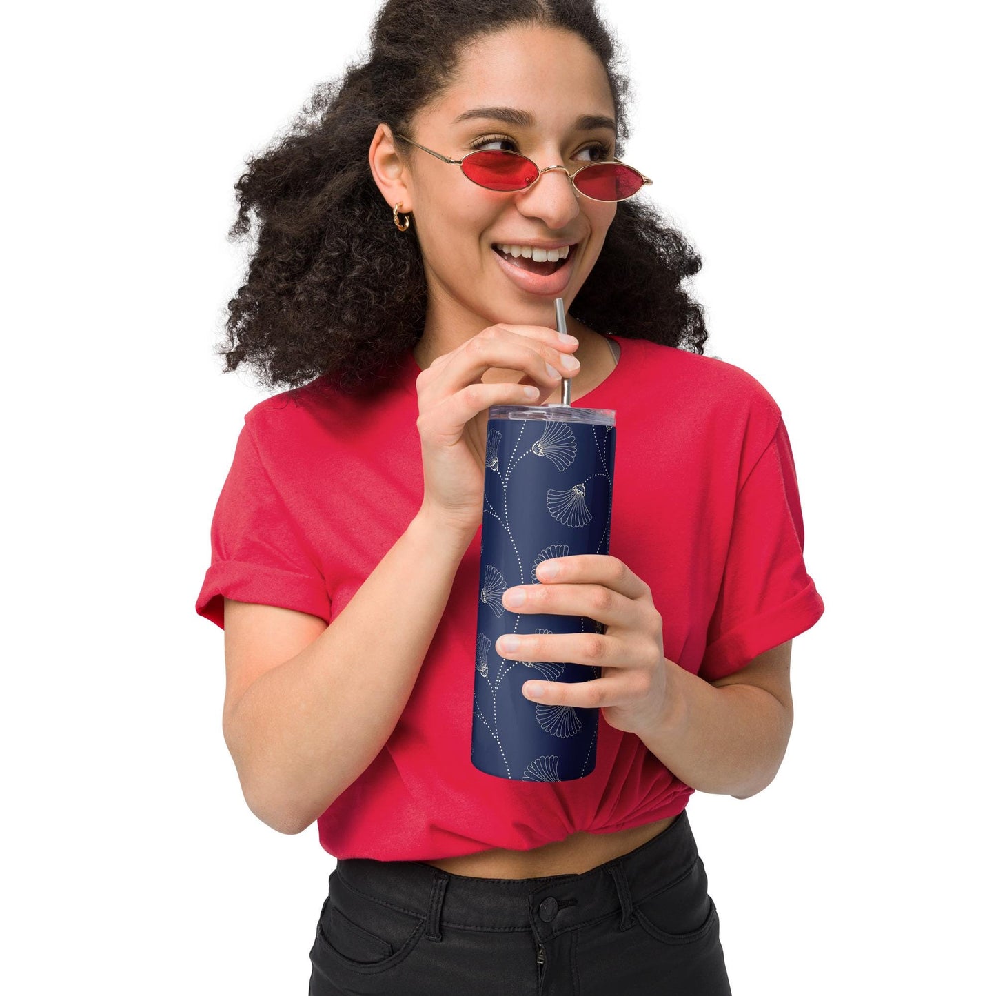 Mug isotherme inox - Design Floral - Gobelet en Acier Inoxydable – Mug de Voyage Durable, Étanche, Élégant - Boissons Chaudes et Froides