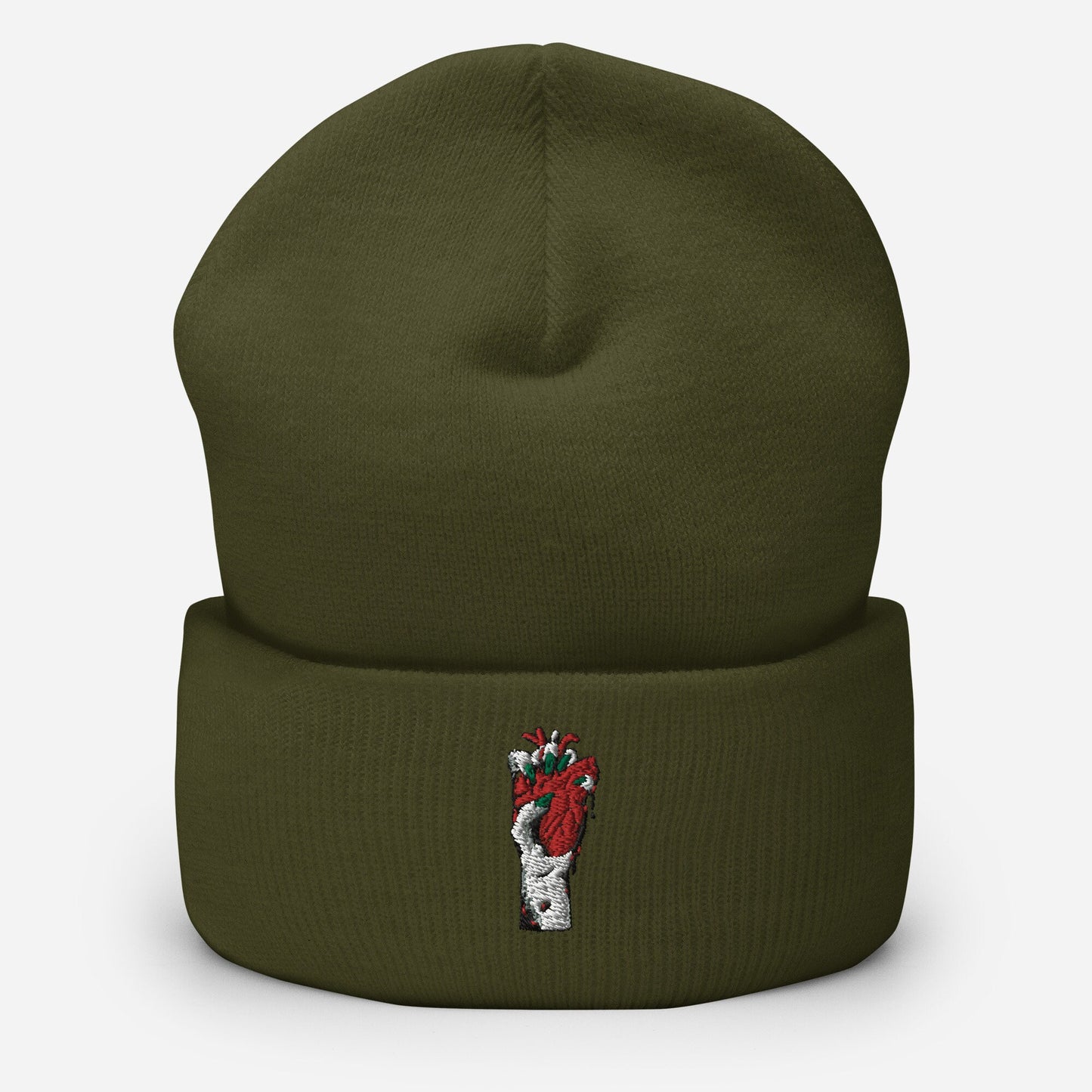 Bonnet Minimaliste à Revers - UNISEX avec motif brodée - accessoire d’hiver doux, chaud - Retro, hip hop, danse, skater, cadeau anniversaire