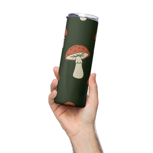 Mug isotherme inox - Gobelet en Acier Inoxydable – Mug de Voyage Durable, Étanche et Élégant - Cadeau Design Minimaliste Champignons