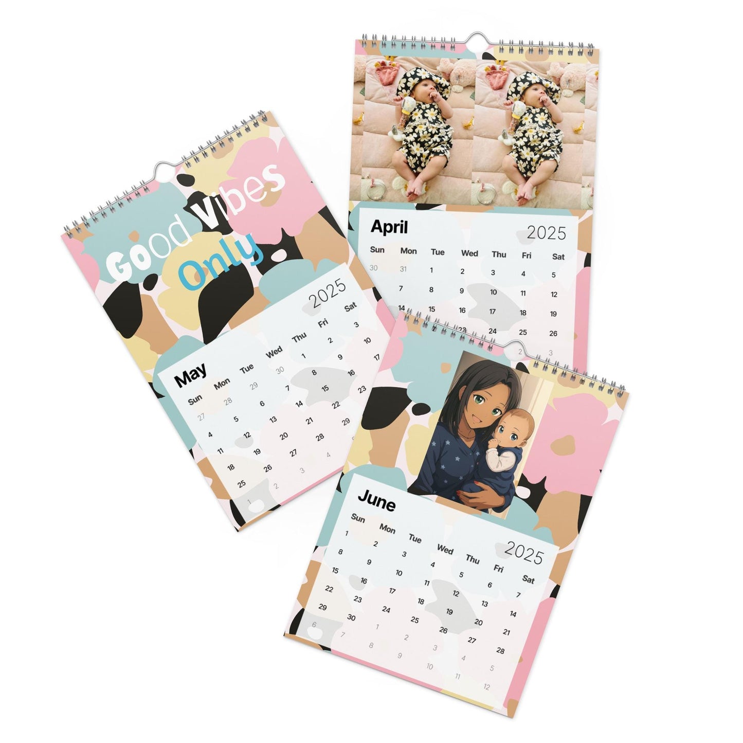 Calendrier Mural Personnalisable – imprimé simple et/ou personnalisé - cadeau romantique, anniversaire, famille, fête des mères, pères