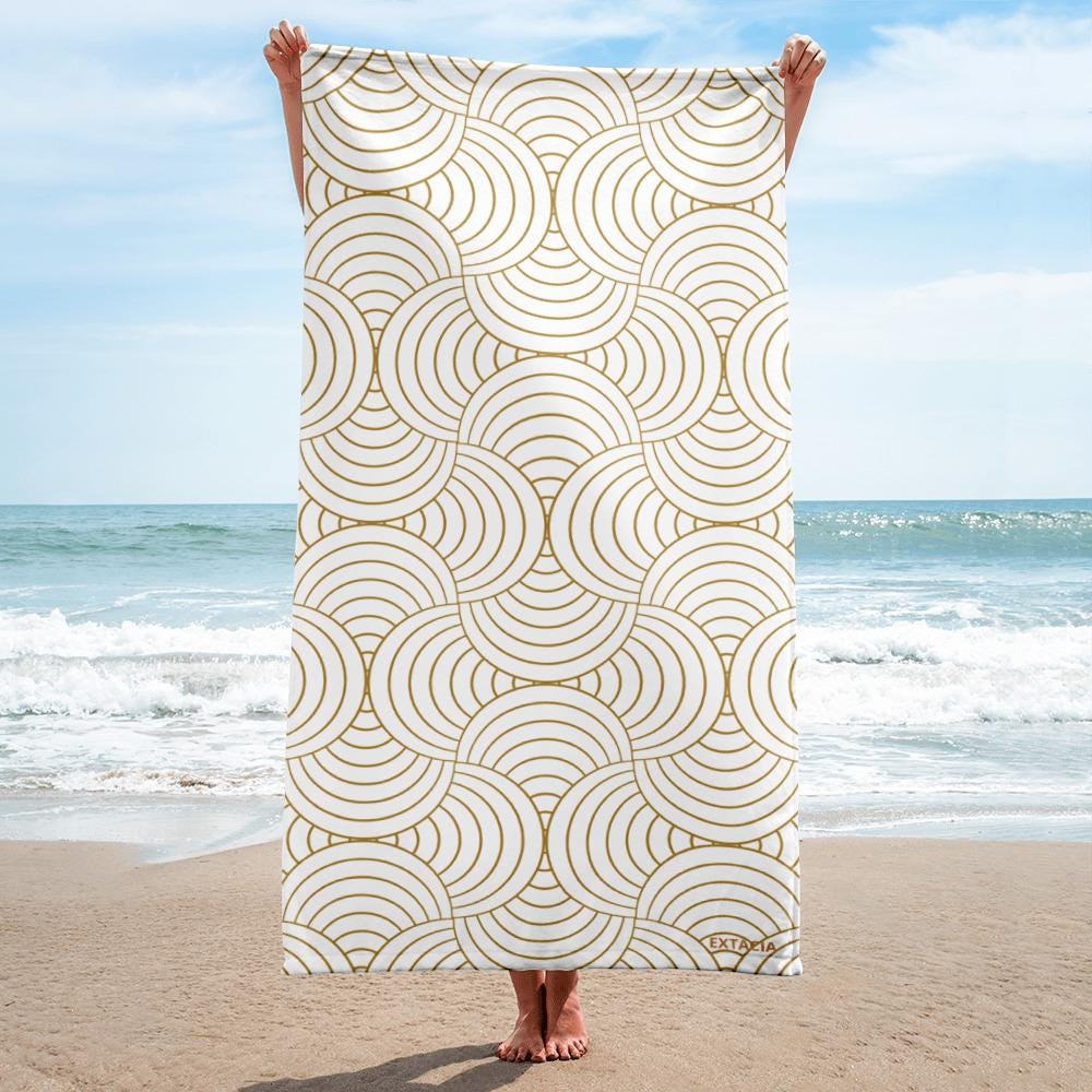Serviette de Bain en Coton – Serviette de plage - Douce, Absorbante et Compacte - Voyage, Sport, Piscine surf - Design Minimaliste Graphique