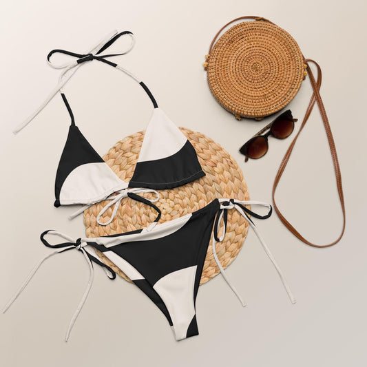 Bikini Recyclé pour Femme - Polyester recyclé – Maillot de Bain deux pièces, Écologique, Confortable - Plage - Design Minimaliste Graphique