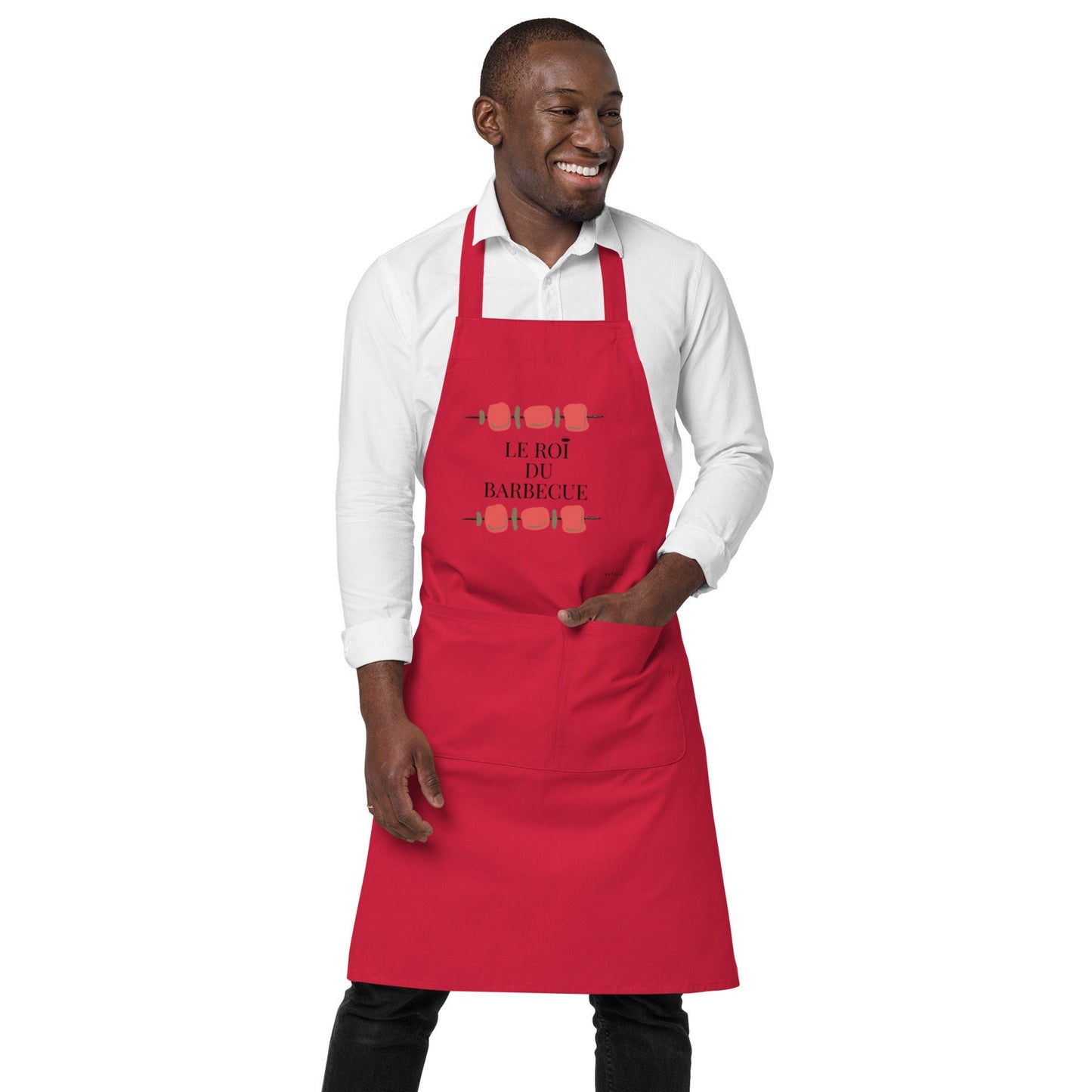 Tablier pour Homme 100 % Coton Bio "Le Roi du Barbecue" - Cadeau BBQ Original - coton biologique, Accessoire cuisine, cadeau papa mari