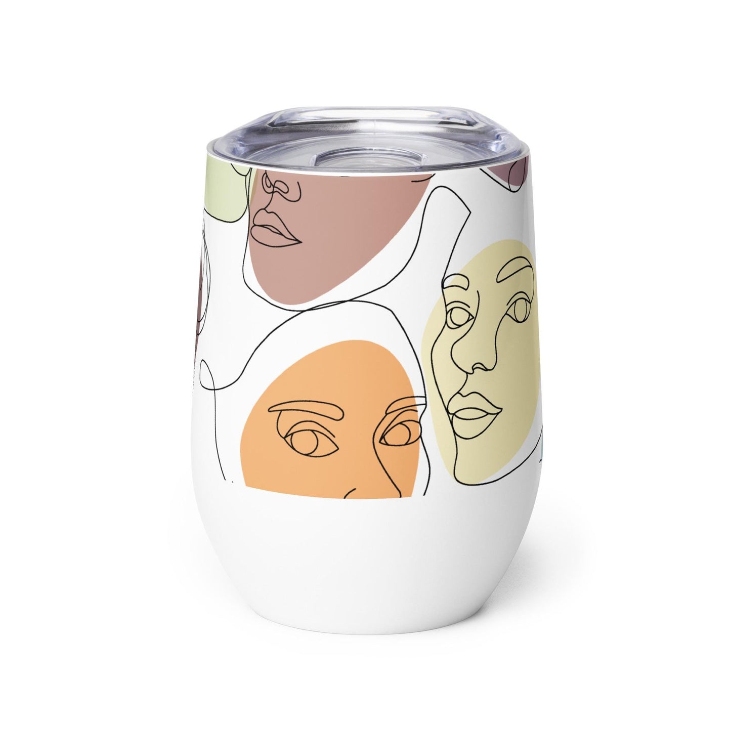 Mug Isotherme Inox - Petit Thermos Isotherme en Acier Inoxydable – Design Artistique Visages Féminins Calligraphie, Mug de Voyage Gobelet
