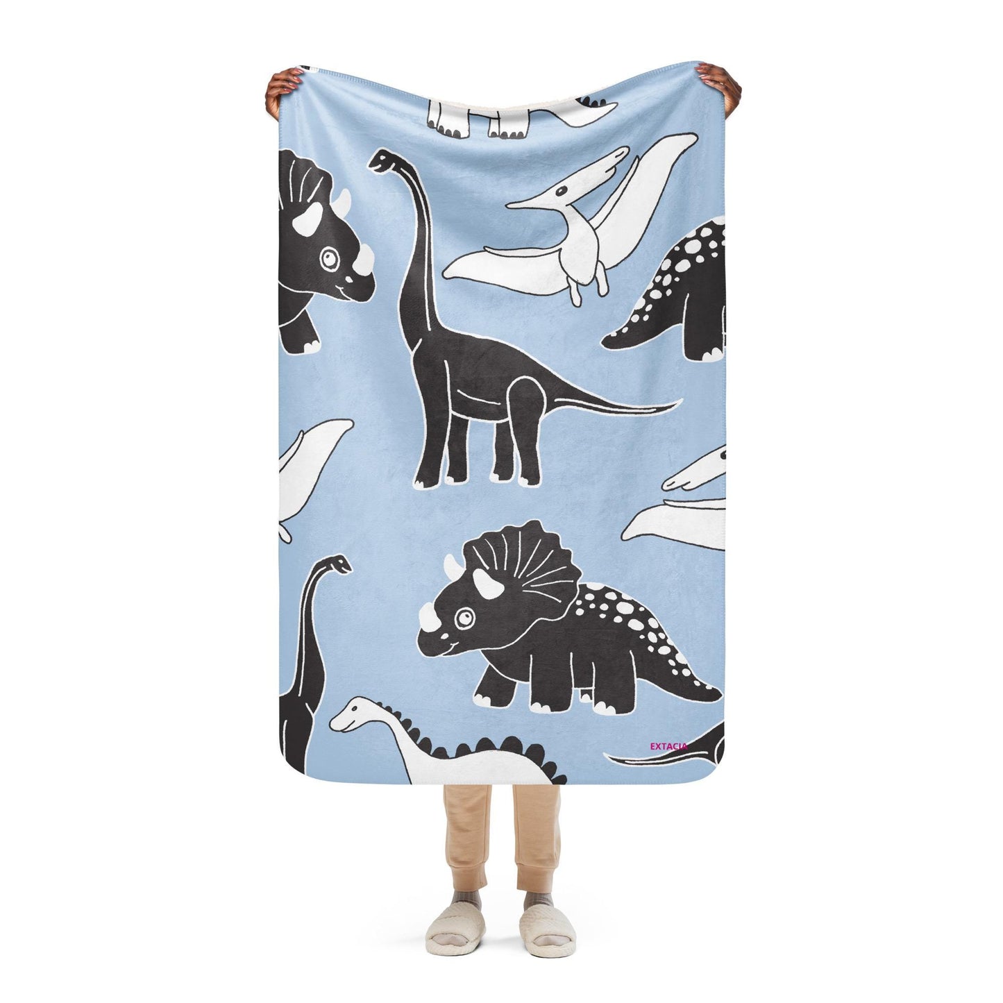 Plaid Doux en Sherpa Dinosaure – Couverture Chaude et Confortable - Salon, Canapé, Lit, décoration maison, cadeau, Noël anniversaire chambre
