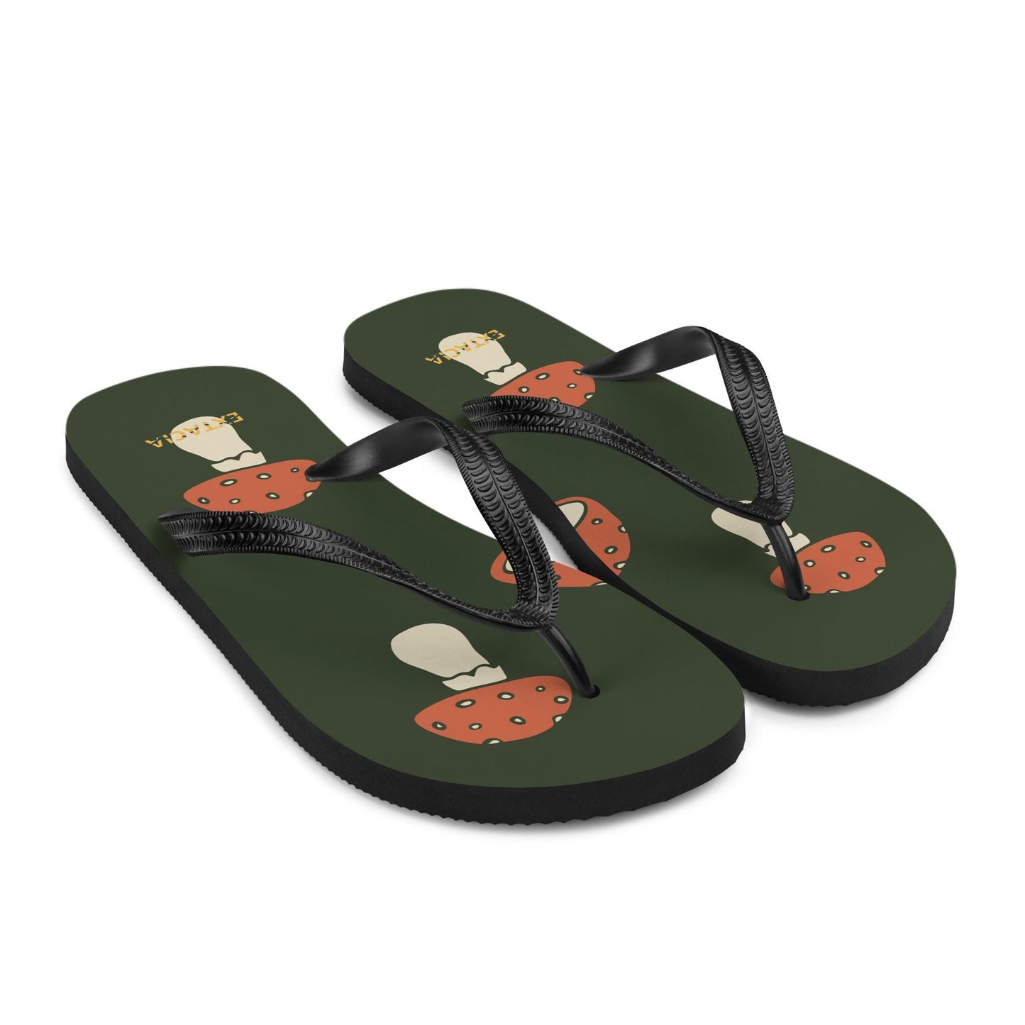 Tongs pour Homme, Personnalisables – Confortables, Antidérapantes, Été & Plage – Léger, Souple, Idée Cadeau - Design Minimaliste Champignons
