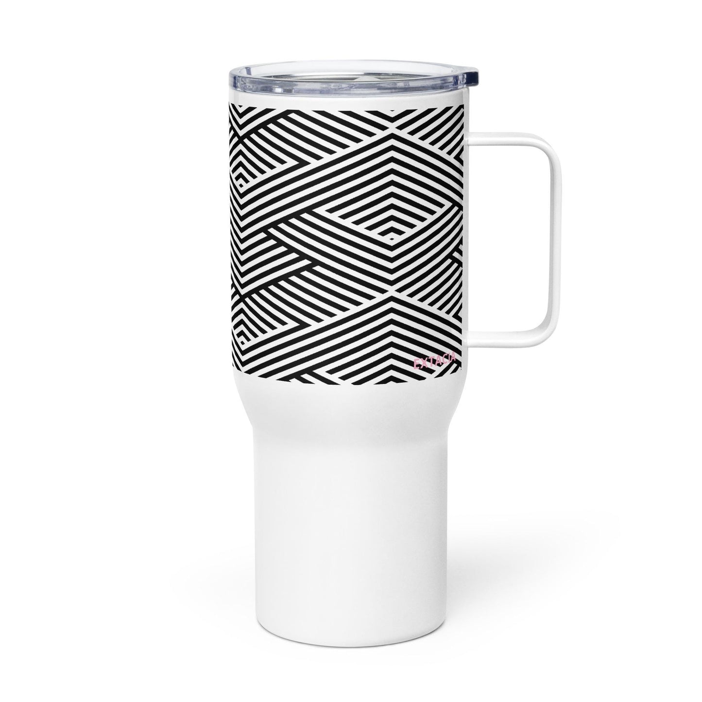 Mug Isotherme Inox - Mug de Voyage Isotherme en Acier Inoxydable avec Anse Design Artistique Féminins Calligraphie - THERMOS gobelet Étanche