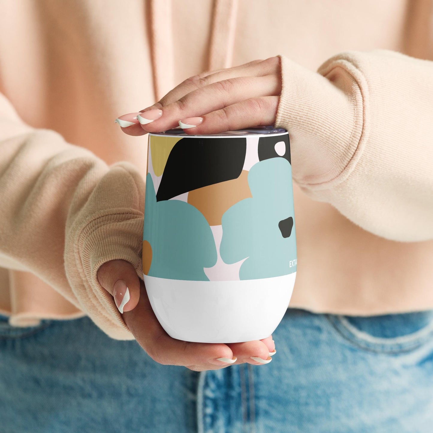Mug Isotherme Inox - Petit Thermos Isotherme en Acier Inoxydable – Design Florale - Mug de Voyage, Gobelet à Vin, Café, Thé, Étanche