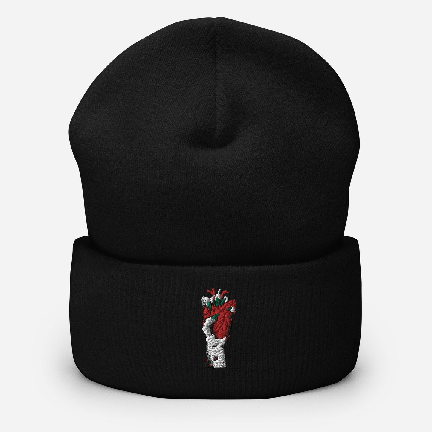 Bonnet Minimaliste à Revers - UNISEX avec motif brodée - accessoire d’hiver doux, chaud - Retro, hip hop, danse, skater, cadeau anniversaire