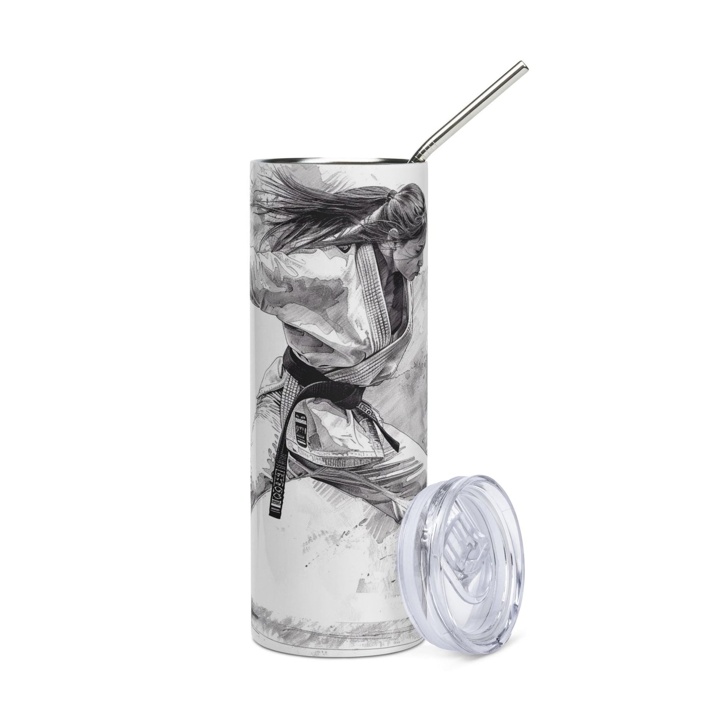 Mug isotherme inox - Design Arts Martiaux - Gobelet en Acier Inoxydable – Mug de Voyage Durable, Étanche, Élégant - Boissons Chaudes Froides