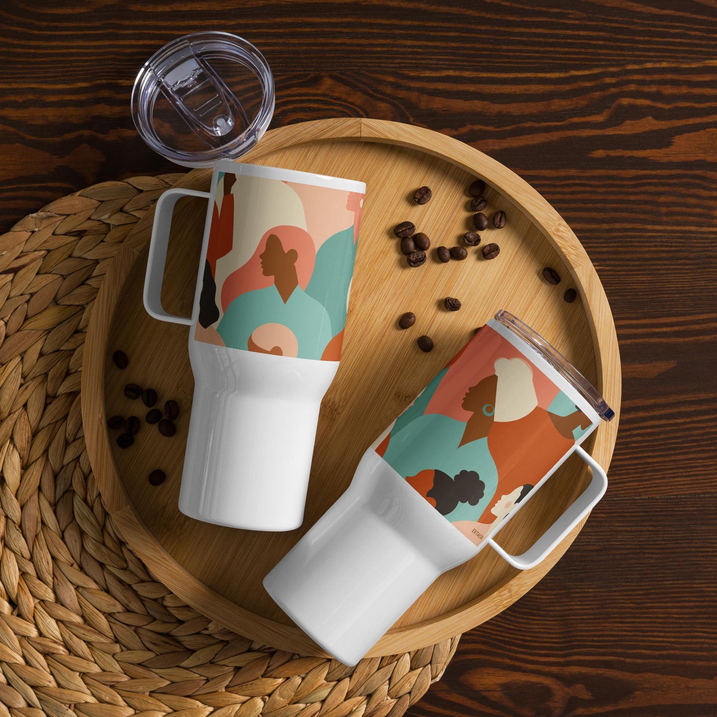 Mug Isotherme Inox - Mug de Voyage Isotherme en Acier Inoxydable avec Anse Design des Silhouettes Feminines Femmes - THERMOS Durable Étanche