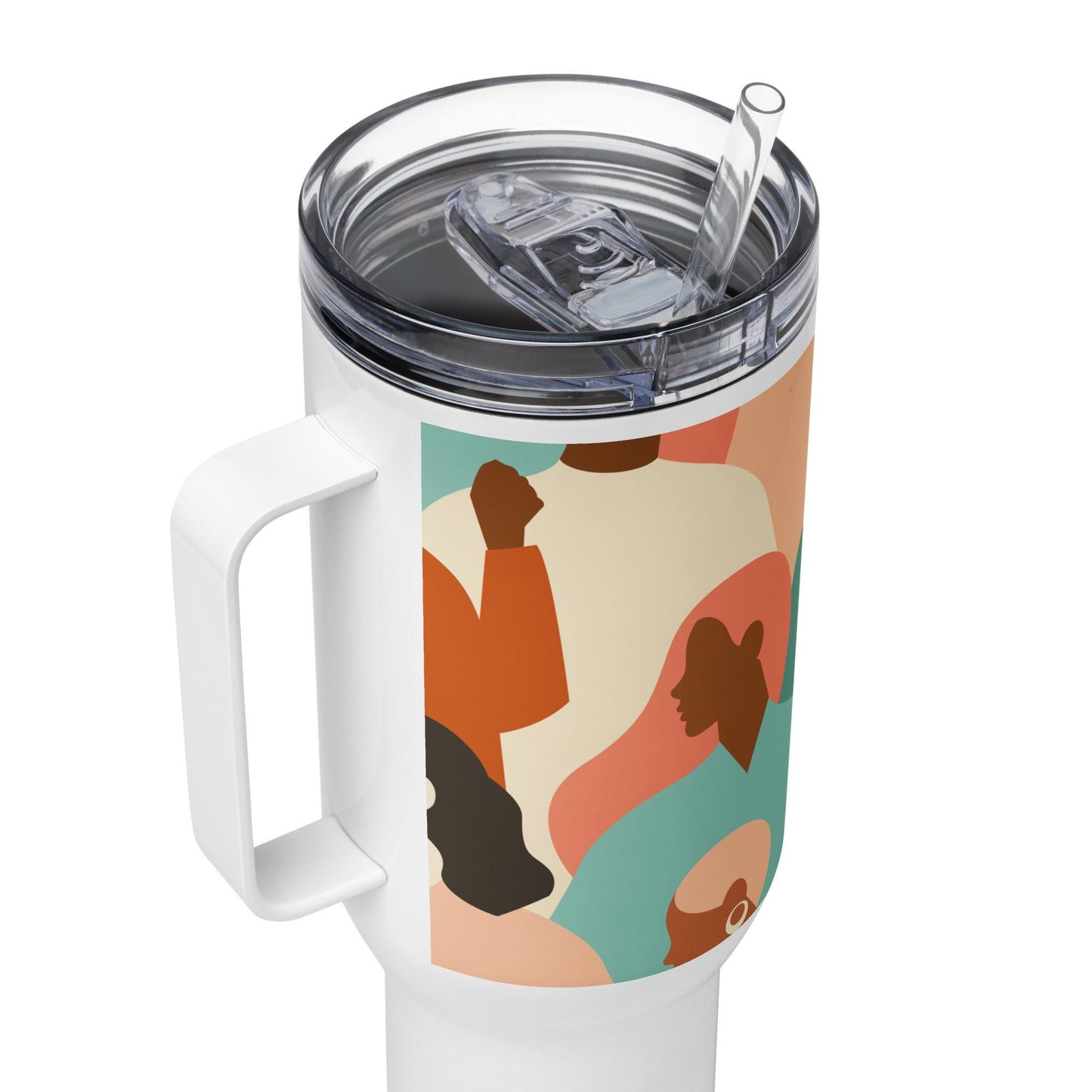 Mug Isotherme Inox - Mug de Voyage Isotherme en Acier Inoxydable avec Anse Design des Silhouettes Feminines Femmes - THERMOS Durable Étanche