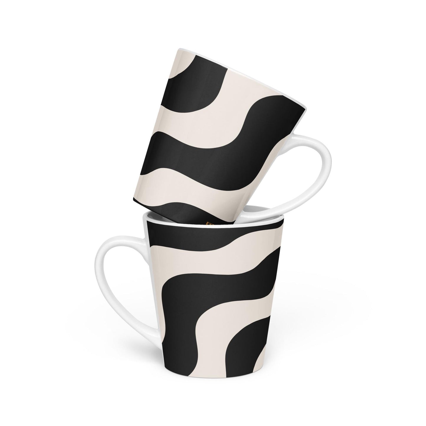 Mug à café en Céramique Blanche - Tasse 12 oz -  Élégante, Ergonomique – Bureau, Cuisine, Maison, Cadeau - Design Graphique Minimaliste