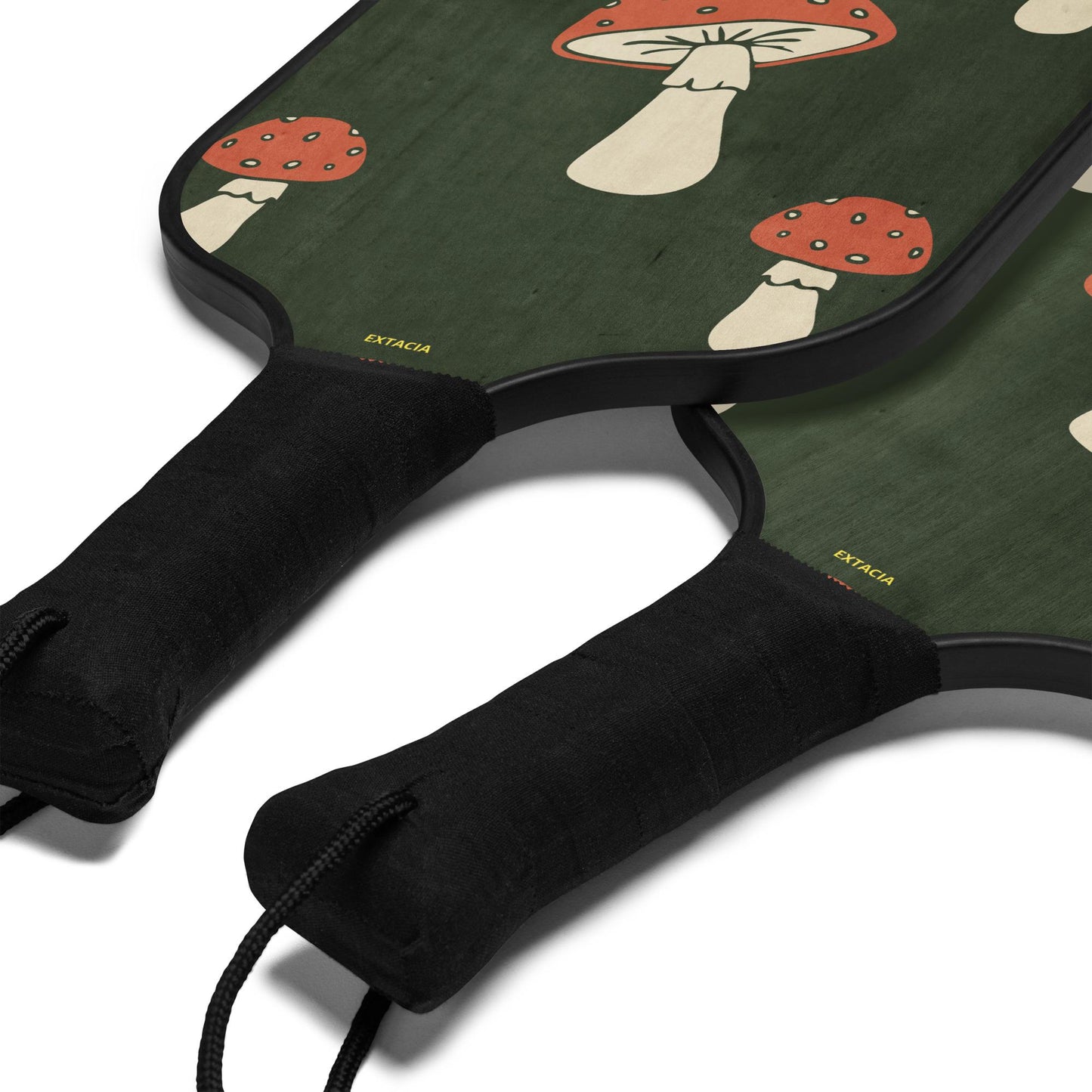 Kit de Pickleball - Ensemble Complet de 2 Raquettes en bois + 2 Balles + Sac de transport – Robustes - Design Minimaliste Champignons