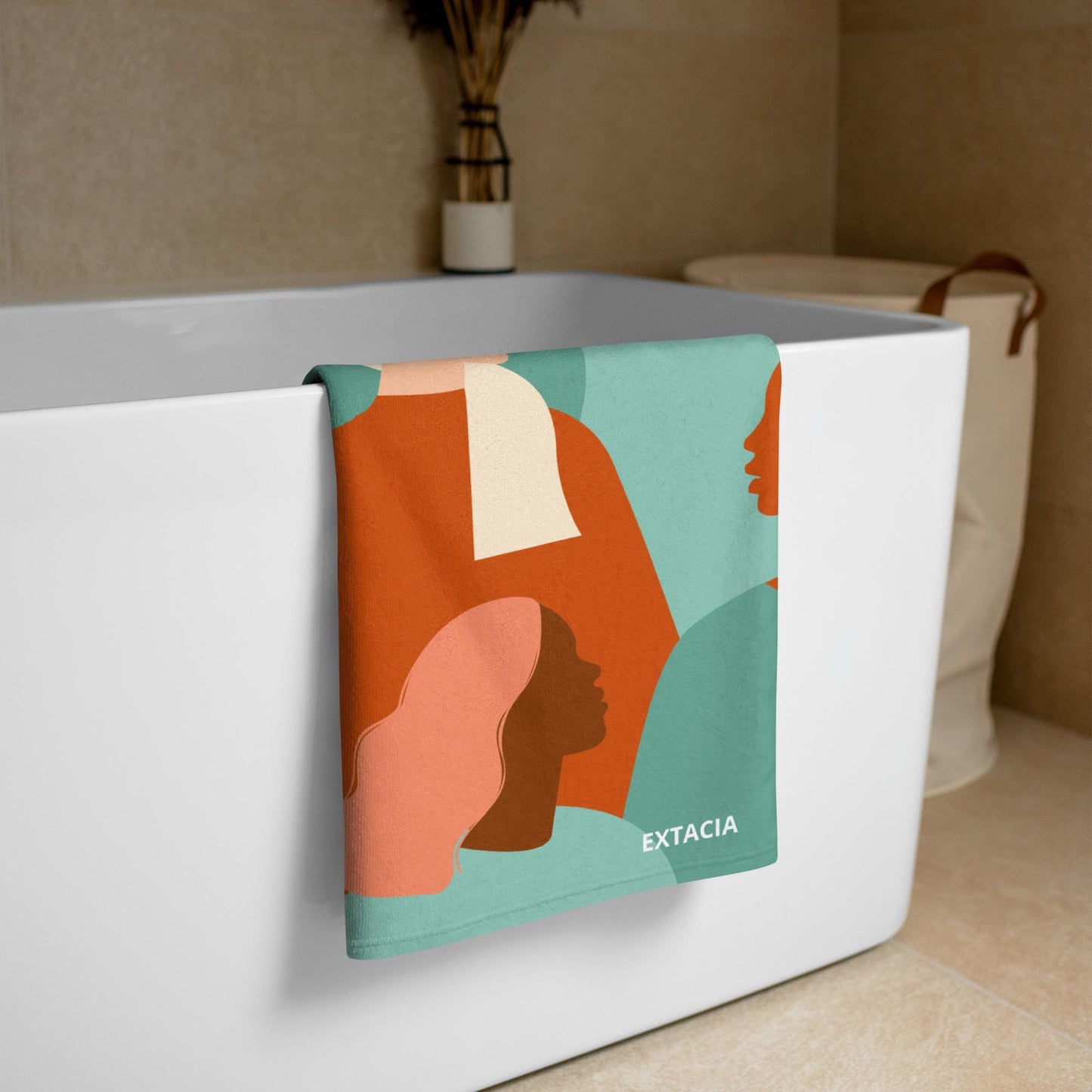Serviette de Bain en Coton – Serviette de plage - Douce, Absorbante, Compacte - Voyage, cadeau Design Silhouettes Feminines, Femmes