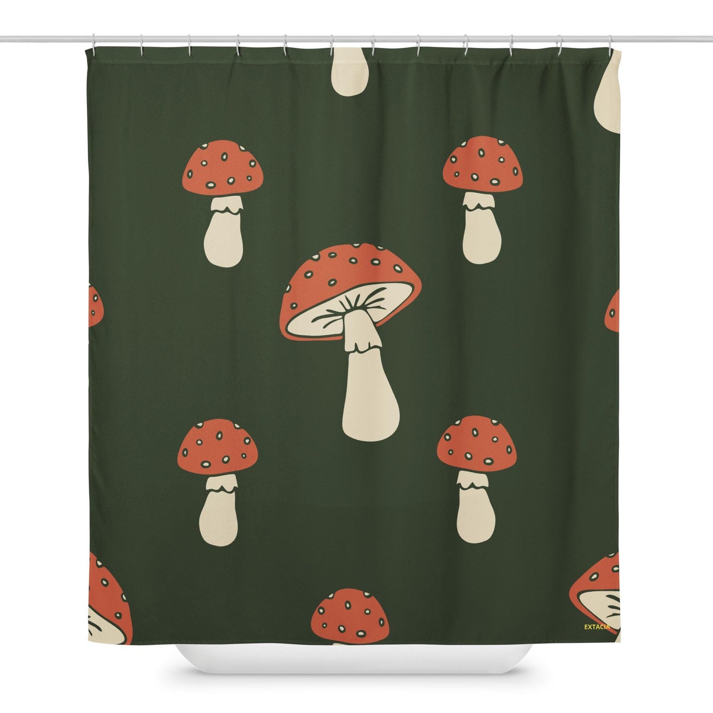 Rideau de Douche Personnalisable – Résistant, Waterproof, Anti-Moisissure - Salle de Bain Moderne, Cadeau - Design Minimaliste Champignons