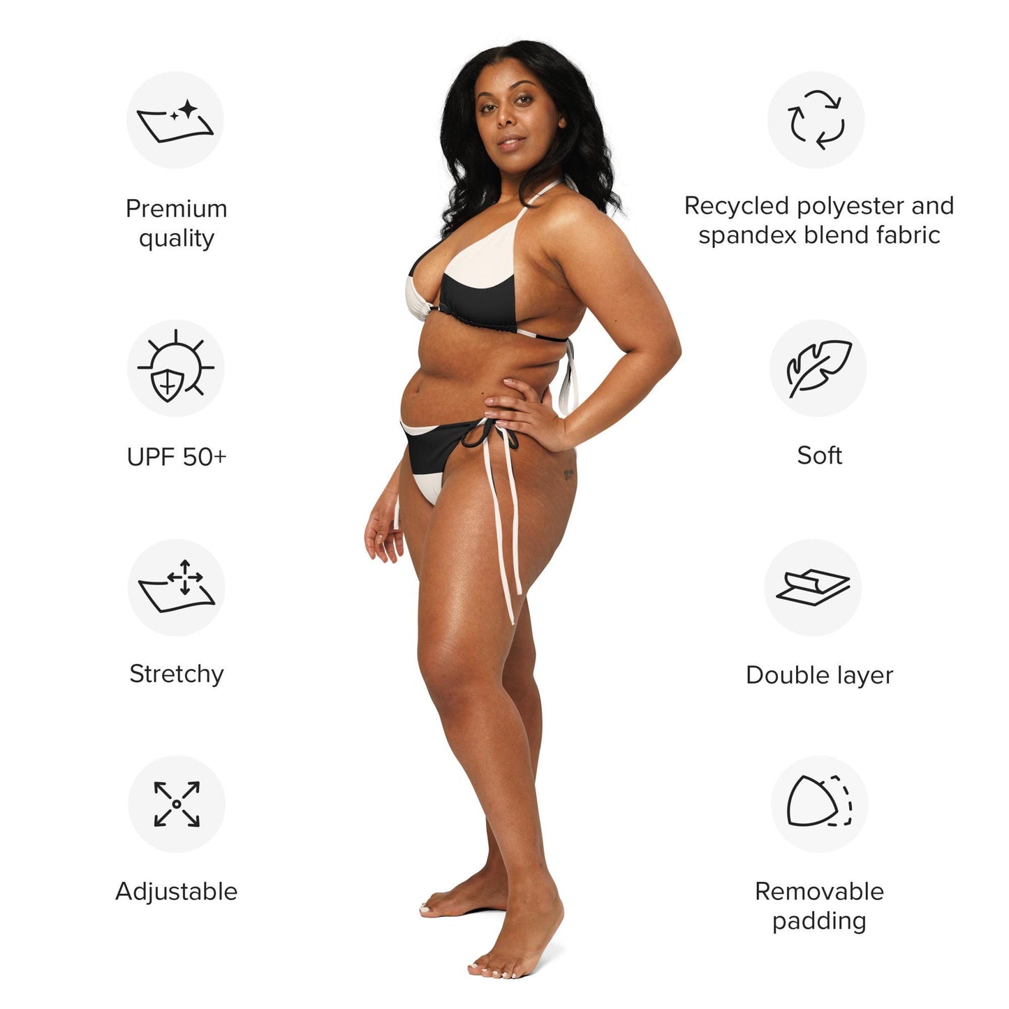 Bikini Recyclé pour Femme - Polyester recyclé – Maillot de Bain deux pièces, Écologique, Confortable - Plage - Design Minimaliste Graphique