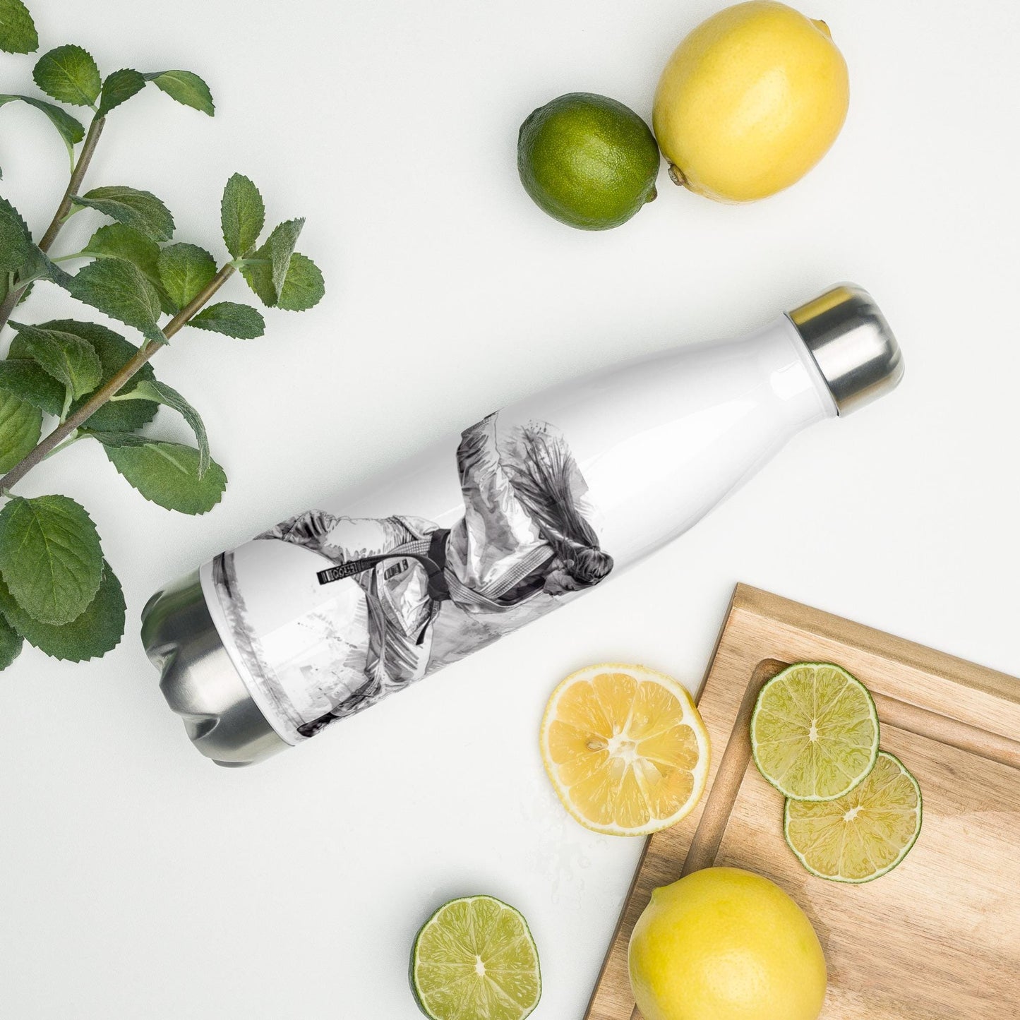 Bouteille Noir - Gourde Étanche Isotherme en Acier Inoxydable – Design Arts Martiaux - Durable – Bureau, Sport, Camping Randonnée cadeau