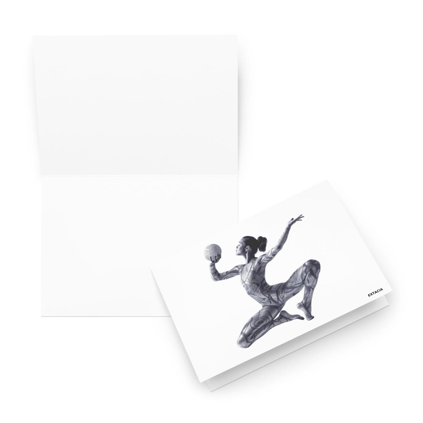 Carte de Vœux imprimée avec Illustration Originale carte artistique avec enveloppe, papeterie délicate pour message personnel gymnaste danse