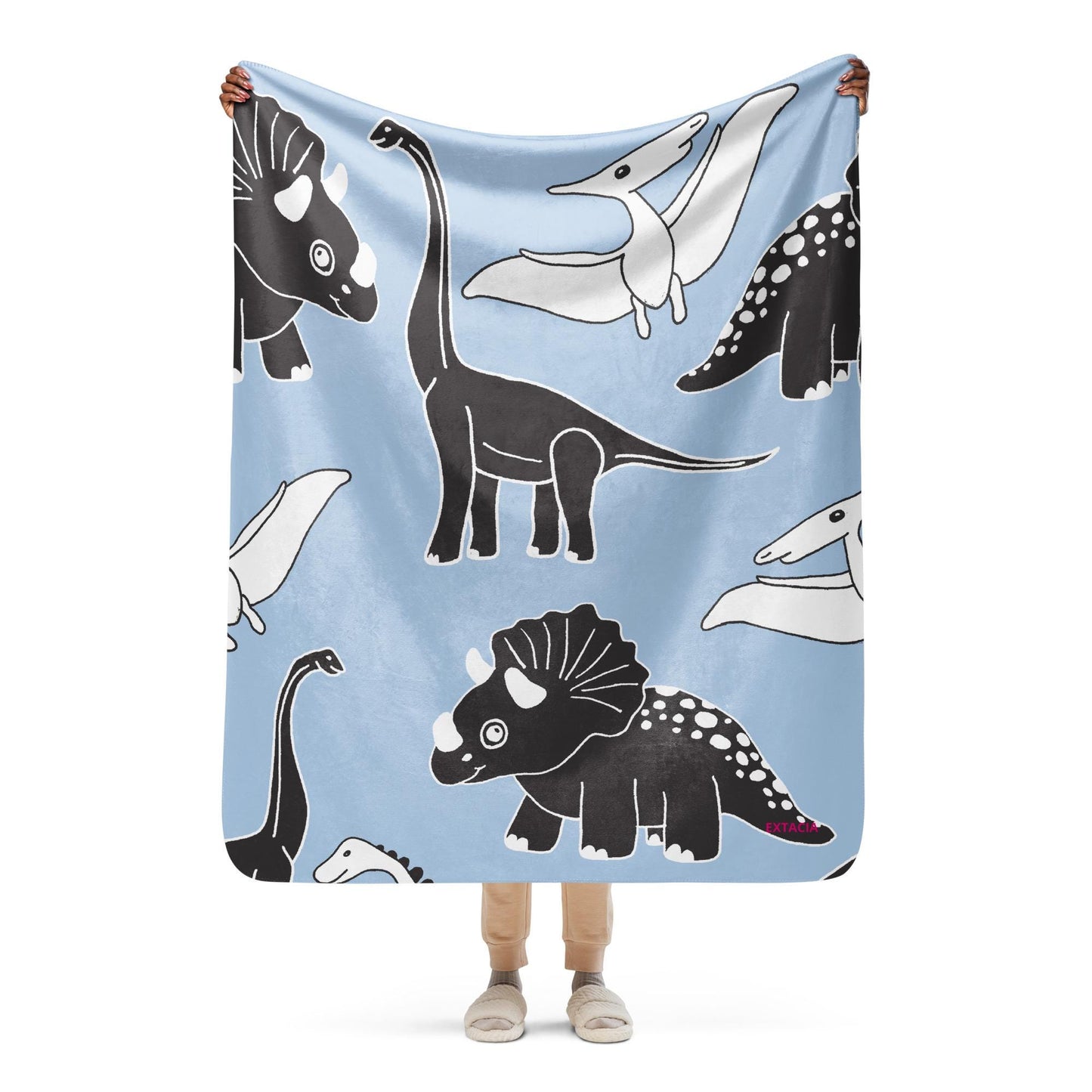 Plaid Doux en Sherpa Dinosaure – Couverture Chaude et Confortable - Salon, Canapé, Lit, décoration maison, cadeau, Noël anniversaire chambre