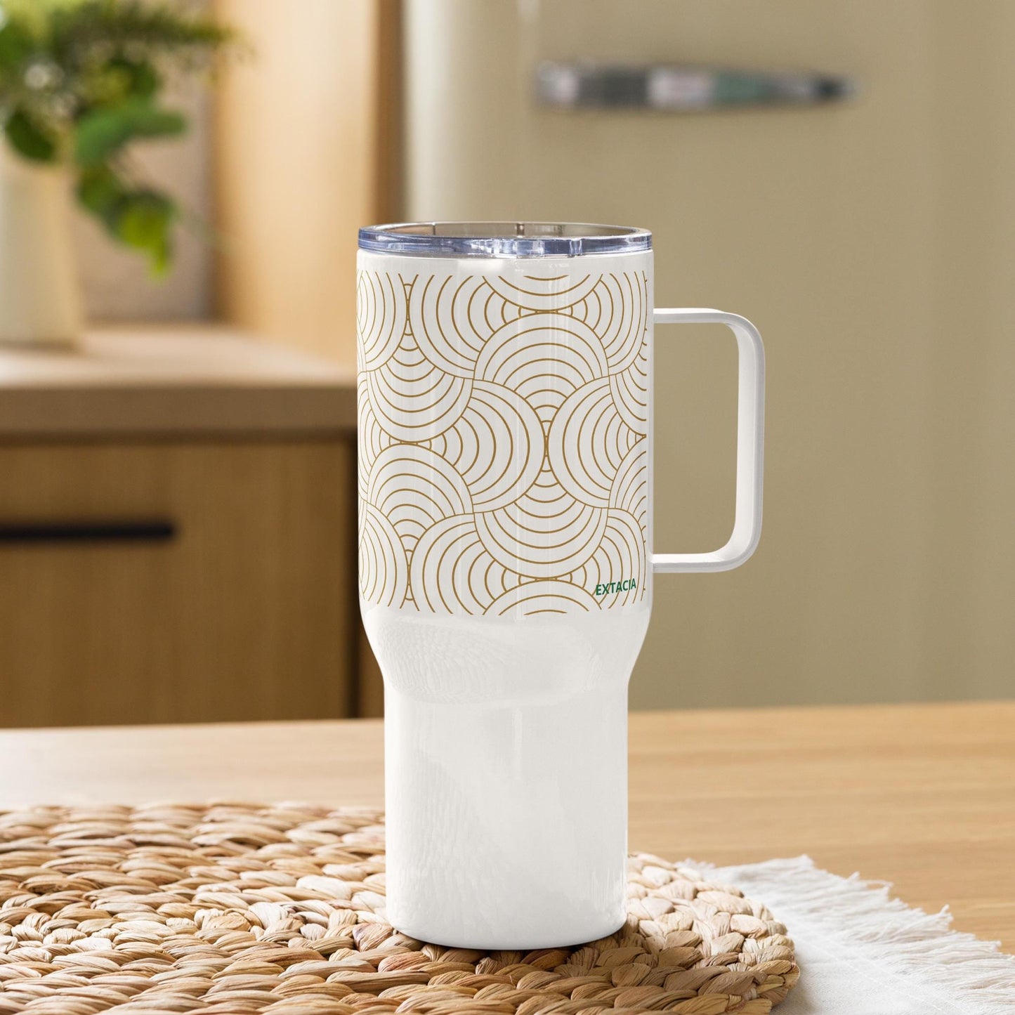 Mug Isotherme Inox - Mug de Voyage Isotherme en Acier Inoxydable avec Anse – Design Graphique - THERMOS, gobelet - Durable, Léger, Étanche