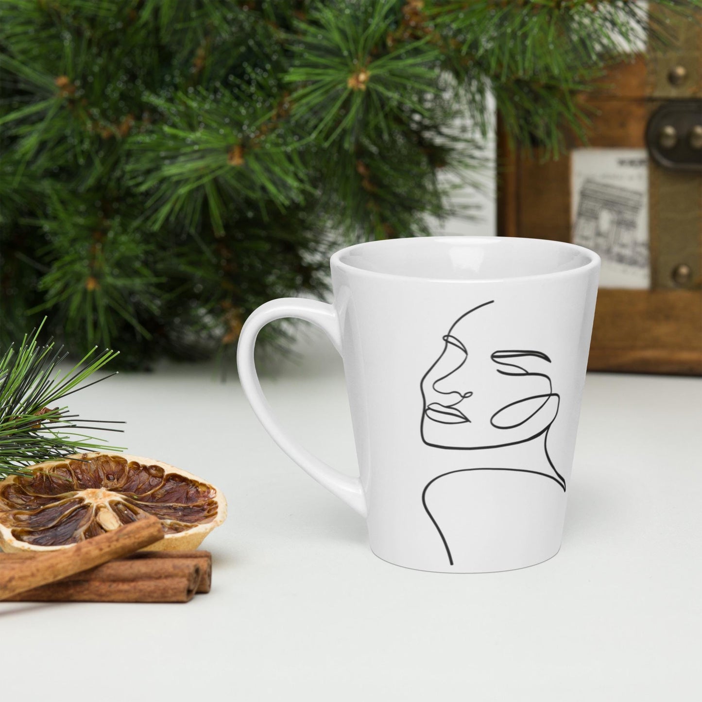 Mug à café en Céramique Blanche - Tasse 12 oz -  Élégante, Ergonomique – Bureau, Cuisine, Maison, Cadeau - Design minimaliste Calligraphie