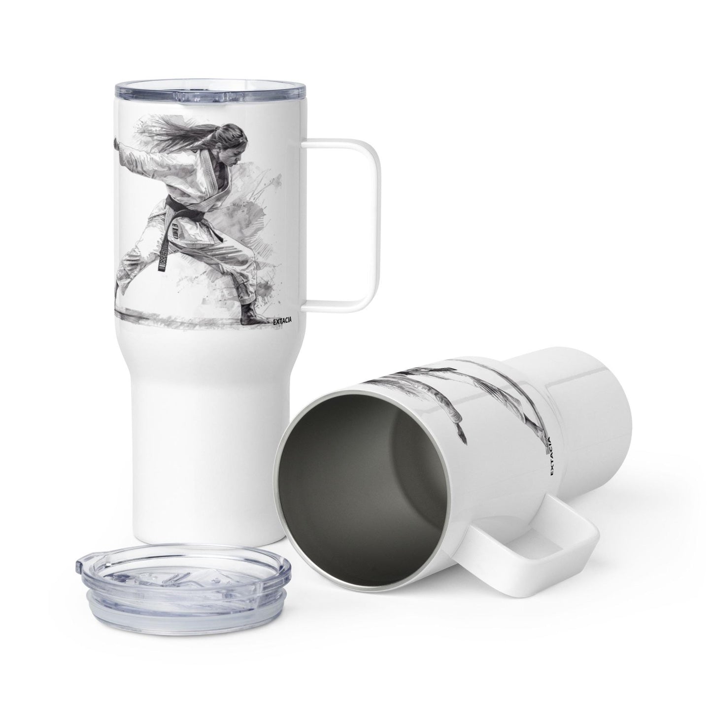 Mug Isotherme Inox - Mug de Voyage Isotherme en Acier Inoxydable avec Anse – Design Arts Martiaux - THERMOS, gobelet - Durable, Étanche