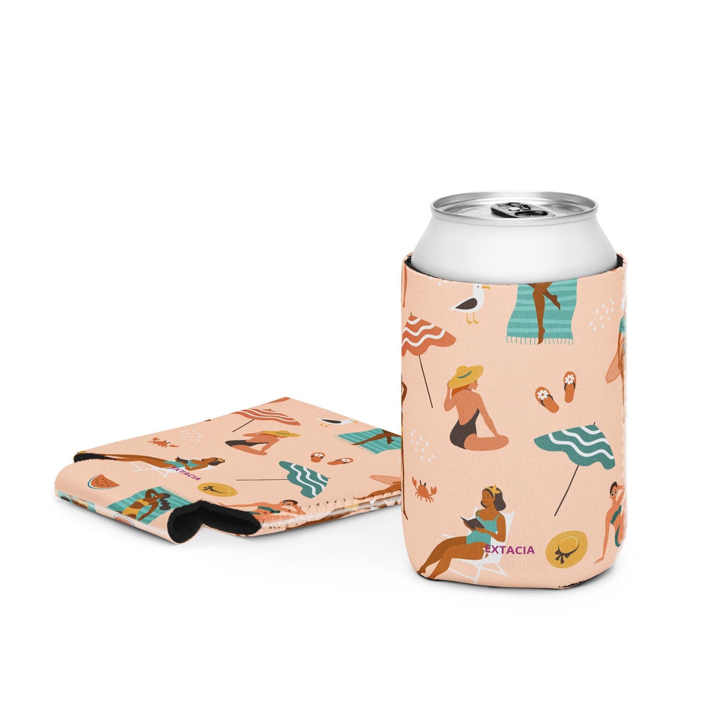 Housse Isotherme, Manchon Refroidisseur - Boisson Bouteille canette, anti-condensation réutilisable -Design Silhouettes Femmes Plage été