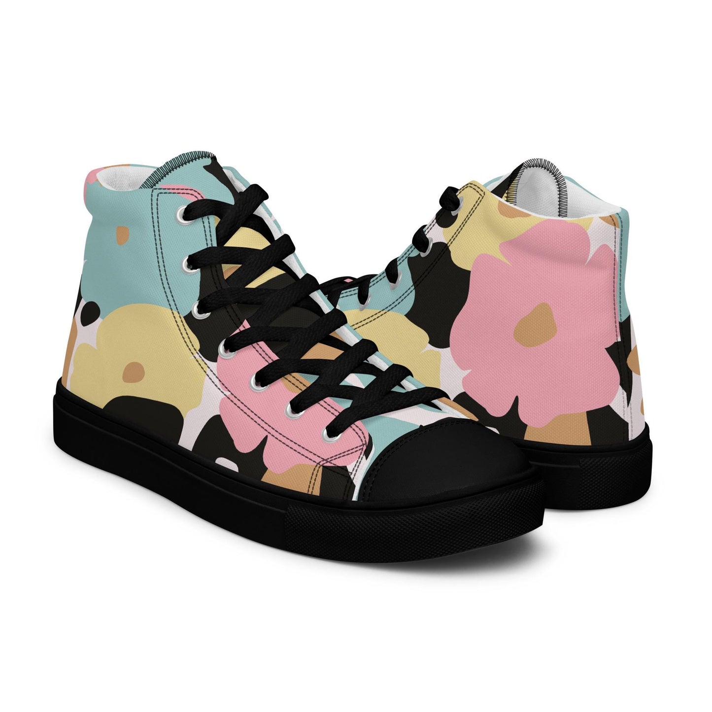 Baskets hautes en toile femme - Fleuri, Pastel – Légères et confortables – Minimaliste