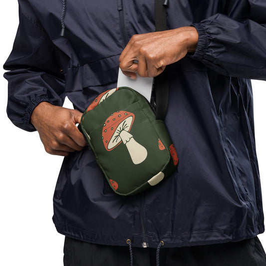 Sacoche Bandoulière Minimaliste - Sac Unisex Personnalisable – Légère, Compacte, Pratique – Quotidien, Voyage Design Minimaliste Champignons