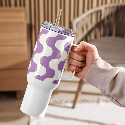 Mug Isotherme Inox - Mug de Voyage Isotherme en Acier Inoxydable avec Anse – Design Graphique - THERMOS, gobelet - Durable, Léger, Étanche
